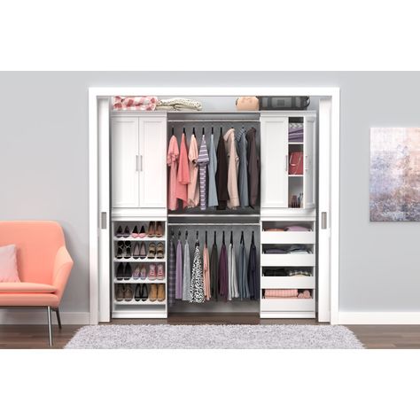 ClosetMaid Modular Storage 68.76" W - 78" W Closet System & Reviews - Wayfair Canada Closet Maid, Modular Closet, Wood Closet Organizers, Modular Closets, Closet Kits, Closet Rods, Closet Accessories, Modular Shelving, Modular Storage