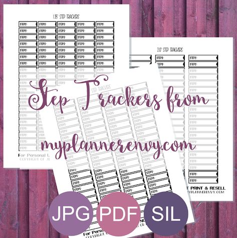 Step Trackers - Free Planner Printable Step Tracker, Tracker Stickers, Steps Tracker, Sticker Printable, Tracker Free, Organizational Ideas, Free Planner Stickers, Mambi Happy Planner, My Planner