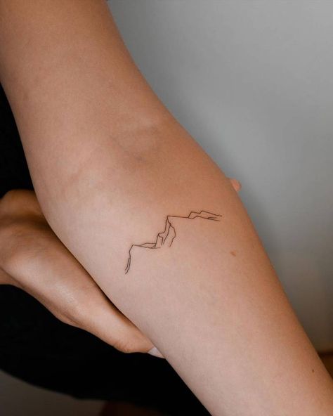 Peru Inspired Tattoos, Finger Mountain Tattoo, Small Outdoorsy Tattoos, Hills And Valleys Tattoo, Minimalist Nature Tattoos, Minimalist Mountain Tattoo, Small Nature Tattoos, Iceland Tattoo, Peru Tattoo