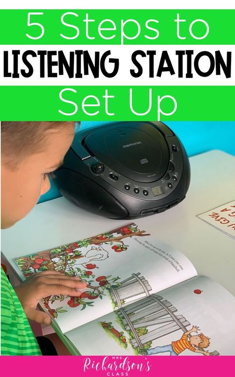 Centers First Grade, Listening Station, Listening Center, Listen To Reading, Reading Task Cards, Literacy Centers Kindergarten, First Grade Writing, Balanced Literacy, School Starts