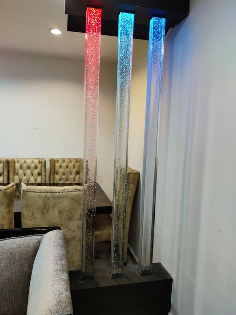 Glass Pillar Interior, Door Partition, Ganesha Artwork, Glass Partition Designs, Glass Etching Designs, Backlit Bathroom Mirror, Etching Designs, Wall Aquarium, Wall Partition Design