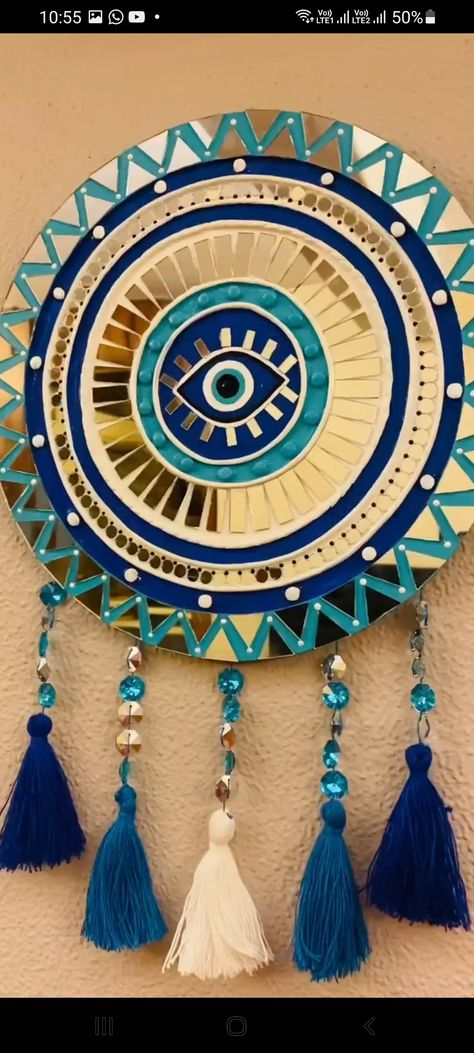 Evil Eye Lippan Art Design, Lipan Art Mirror Work Diy Rectangle, Mahadev Lippan Art, Evil Eye Lippan Art, Lipan Art Wall, Simple Lippan Art, Square Lippan Art, Lipan Art Mirror Work, Modern Lippan Art