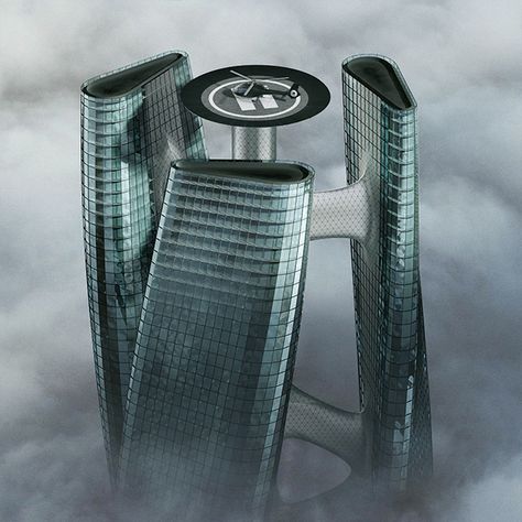 Squall Tower is a Futuristic Inspired Vertical Wind Turbines Skyscraper Concept - Tuvie Skyscraper Concept, Bioclimatic Building, Skyscraper Design, Vertical Wind Turbine, Architecture Photography Buildings, Architectural Design Studio, Futuristic Building, Future Buildings, Wind Turbines