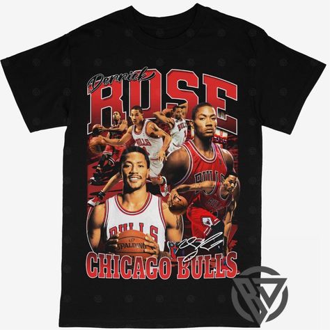 Beyond Dope Derrick Rose Tee Shirt Chicago Bulls NBA Basketball Basketball Shirt Designs, Nba T Shirts, Nba Shirts, Basketball Tees, Rose Shirts, Basketball Design, Derrick Rose, Streetwear Grunge, Rose T Shirt