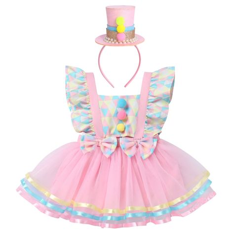 PRICES MAY VARY. 💗💗 KIDS BABY GIRLS CARNIVAL CIRCUS COSTUME: Circus costume for girls, Circus costume for kids. Toddler kids baby girls Carnival circus costume fancy dress up Halloween cosplay outfits, 2PCS set with Circus Tutu Dress + Circus Hat Headwear. Toddler little circus clown girl costume, flutter ruffle backless romper tutu dress with headband for baby girls, puff cap sleeves circus birthday tutu dress with headband for kids toddler. Funny fancy pink circus clown dress up outfits for Girl Clown Costume, Circus Birthday Cake, Girls First Birthday Cake, Circus Birthday Party Theme, Newborn Dress, Circus Outfits, Christmas Newborn, Carnival Dress, Circus Theme Party