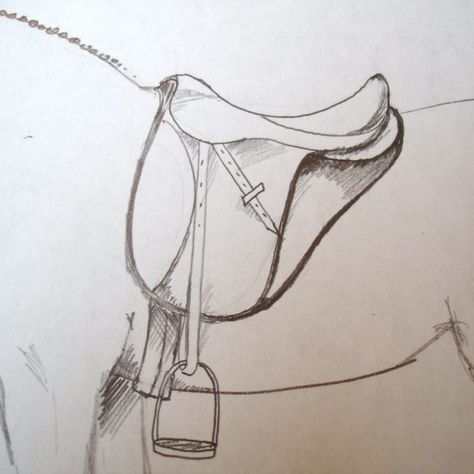 Dressage Saddle Horse Drawing Tutorial, Horse Art Drawing, Horse Sketch, Drawing Animals, Horse Tattoo, Horse Drawing, Horse Drawings, Drawing Supplies, Equine Art