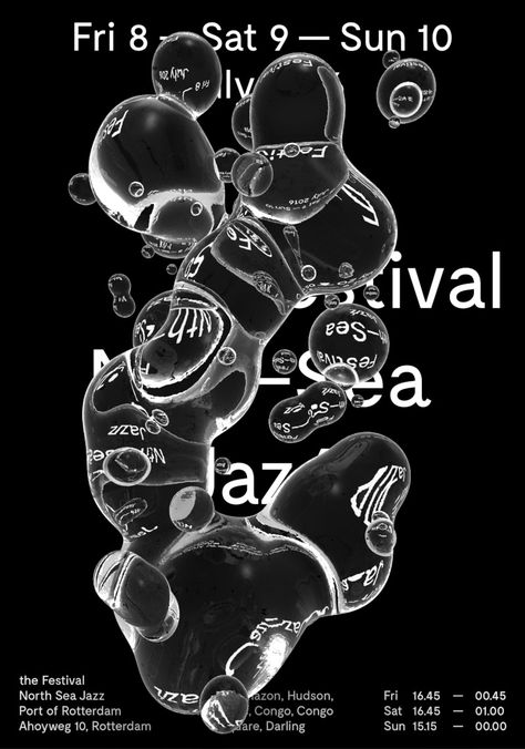 North Sea Jazz Conceptual festival poster on Behance Liquid Art Design, 3d Design Art, Typo Poster, 3d Poster, Graphisches Design, 타이포그래피 포스터 디자인, Content Design, Sea Design, Design Movements