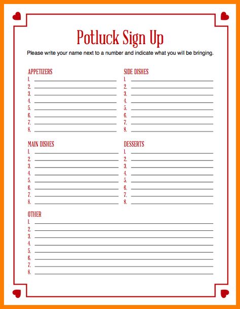 Potluck Sign Up Sheet	 - FREE DOWNLOAD Potluck List Template, Sheet Dinner, Potluck Sign Up Sheet, Friendsgiving Potluck, Office Potluck, Work Potluck, Christmas Potluck, Food Sides, Thanksgiving Potluck