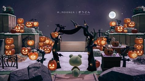 Animal Crossing Designs on Instagram: “This island entrance is ready for Halloween! 🎃 - 🏝#crossingcreations credit to @_moongx. Thanks for the submission!” Map With Pictures, Animal Crossing Halloween, Halloween Entrance, Animal Crossing Designs, Map Pictures, Town Map, Acnh Inspo, Animal Crossing Qr, Halloween Animals