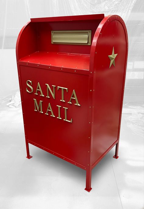 DIY full size metal mailbox. YouTube video coming soon! Santa Mail Box Ideas Diy, Diy Santa Mailbox Outdoor, Santa Mail Box Diy, Santa’s Mailbox Diy, North Pole Mailbox Ideas, Diy Santa Mailbox Ideas, Santa Mailbox Ideas, Letters To Santa Mailbox Diy, Santa Mailbox Diy