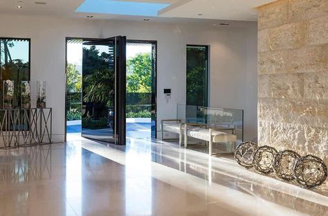 Modern Windows And Doors, Inside Celebrity Homes, Minecraft Creator, Beverly Hills Mansion, Contemporary Bedroom Design, Grand Entryway, Beverly Hills Houses, Contemporary Hotel, Outdoor Bedroom