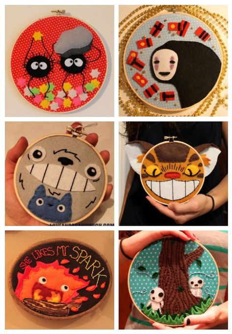 Studio Ghibli Embroidery, Starwars Crochet, Ghibli Embroidery, My Studio Ghibli, Studio Ghibli Crafts, Library Work, Soot Sprites, No Face, 자수 디자인