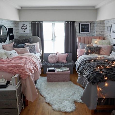 Suburban TurmoilWhat REALLY Happens to those Decadent Dorm Rooms College Bedroom Decor, College Room Decor, Dorm Inspiration, College Bedroom, College Dorm Room Decor, Dorm Room Designs, Girls Dorm Room, Cute Dorm Rooms, Dorm Room Inspiration