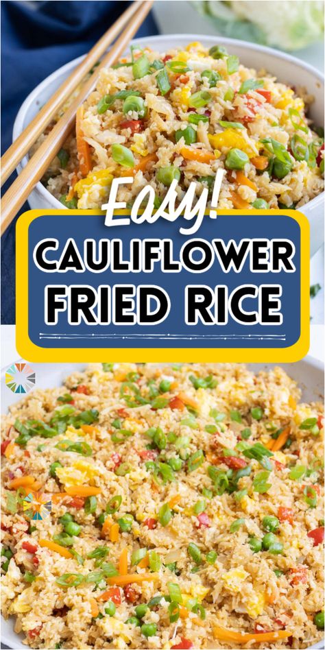 Daniel Fast Lunch, Rice Cauliflower, Gluten Free Recipes Side Dishes, Cauliflower Fried Rice Recipes, Asian Dish, Cauliflower Fried, Chicken Shrimp, Easy Cauliflower, Cauliflower Fried Rice