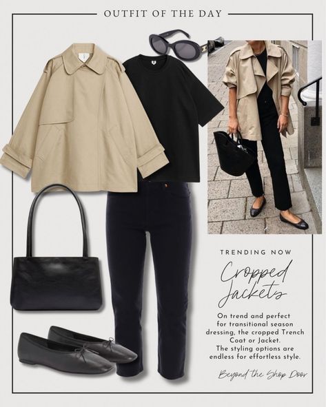 double-breasted cropped trench coat curated on LTK Short Trench Coat Street Style, Cropped Trench Coat Outfit, Short Trench Coat Outfit, Trench Coat Street Style, Outfit Printemps, Working Girl Outfits, Trench Outfit, Cropped Trench Coat, Minimalist Closet