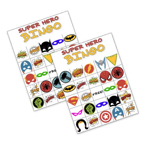 Free Printable Superhero Bingo Super Hero Template Free Printables, Superhero Bingo Free Printable, Superhero Bingo, Free Superhero Mask Printables, Superhero Labels Printable Free, Superhero Bunting Printable Free, Superhero Party Ideas, Superhero Camp, Superhero Printables