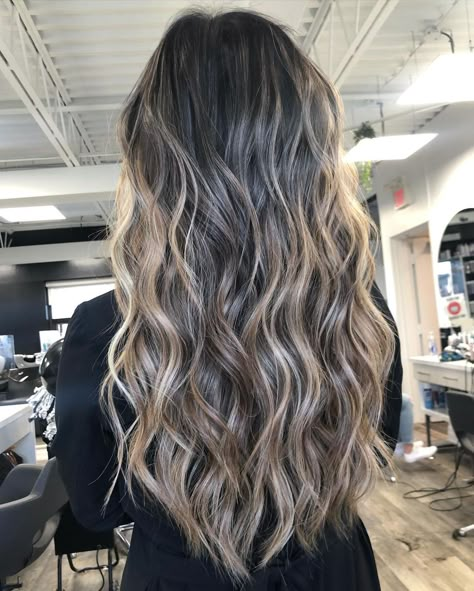 Cool Toned Blonde Balayage On Dark Hair, Brunette Baylage Straight Hair, Brunette With Blonde Dimension, Bronze Blonde Balayage, Chunky Balayage, Brown Hair With Balayage, Balayage On Dark Brown Hair, Blonde Balayage On Dark Hair, Beach Brunette