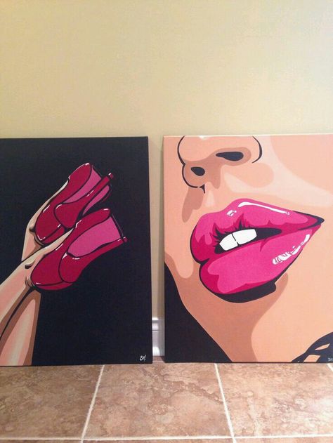 Pop Art Lips, Art Lips, Heart Painting, Small Canvas Art, Pop Art Painting, Arte Inspo, Diy Canvas Art Painting, Canvas Ideas, Painting Inspo