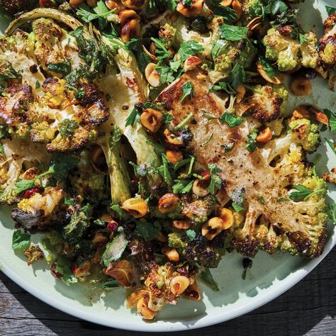 Cauliflower And Broccoli, Vegetarian Paleo, Late Fall, Vegetarian Recipes Dinner, Vegetarian Dinner, Roasting Pan, Bon Appetit, Hazelnut, Broccoli