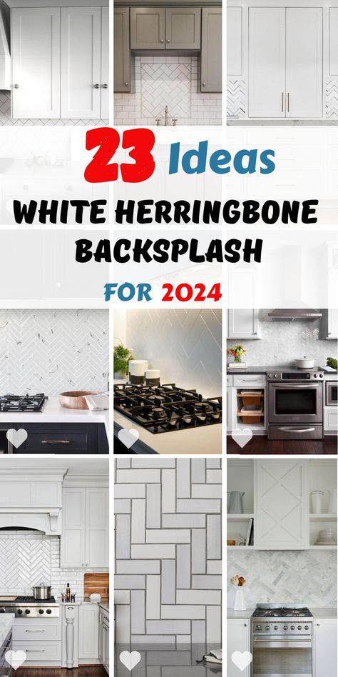 Discover the beauty of white herringbone backsplashes with these 23 stunning designs. Ideal for creating a stylish subway tile kitchen, these backsplashes feature a classic white herringbone pattern that pairs beautifully with black kitchen cabinets or wood cabinets. Choose between black grout or grey grout for a striking contrast, and consider adding matte finishes or gold fixtures to elevate the design. These versatile backsplashes are perfect for both small kitchens and larger spaces. White Herringbone Tile Backsplash, White Herringbone Backsplash, White Herringbone Tile, Subway Backsplash, Backsplash Patterns, Black Grout, White Kitchen Tiles, White Tile Backsplash, Grey Grout