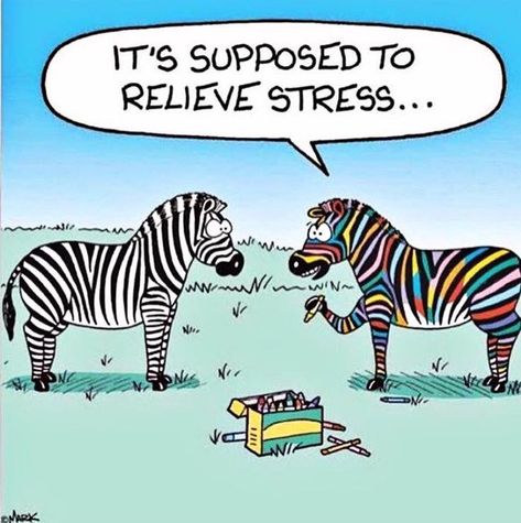 Coloring-It's supposed to relieve stress lol Witty Memes, Therapy Humor, Psychology Humor, Funny Cartoons, Zebras, Adult Coloring Books, Bones Funny, Funny Comics, Funny Jokes