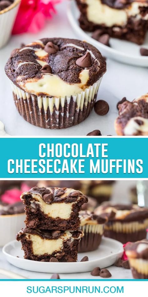 Chocolate Cheesecake Muffins, Cheesecake Chocolate Chip, Dessert Cheesecake, Cheesecake Muffins, Chocolate Chip Muffin Recipe, Chocolate Chip Cheesecake, Cheesecake Chocolate, Oreo Dessert, Chocolate Chip Muffins