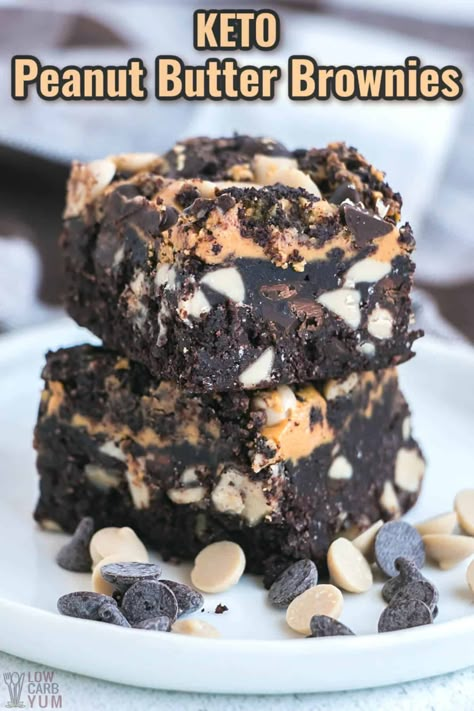 Nsng Desserts, Bariatric Sweets, Keto Peanut Butter Brownies, Peanut Butter Chocolate Bark, Thm Cookies, Brownies Healthy, Peanut Butter Brownies Recipe, Keto Cakes, Keto Treats