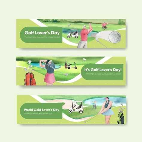 Golf Banner, Hero Banner, Linkedin Background, Vector Banner, Lovers Day, Book Marks, Golf Lover, Background Banner, Banner Template