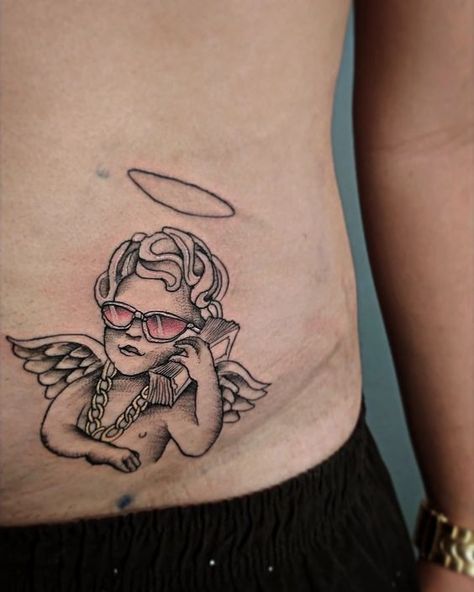 Tattoos Ideas For Men, Small Tattoos Ideas, Gangsta Tattoos, Money Tattoo, Forarm Tattoos, Muster Tattoos, Pieces Tattoo, Angel Tattoo Designs, Chest Piece Tattoos