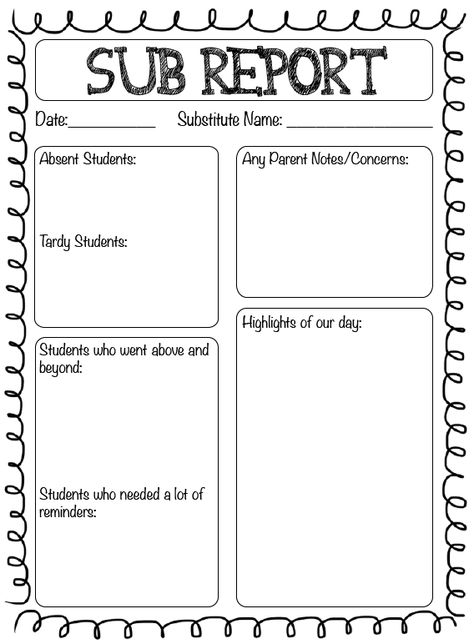 Substitute Teacher Report Sub Report Form Substitute Teacher, A Note From The Substitute Teacher, Substitute Report Printable, Substitute Teacher Report Form Free, Substitute Teacher Report Form, Tips For Substitute Teachers, Substitute Folder Ideas, Sub Folders For Teachers, Substitute Notes To Teacher