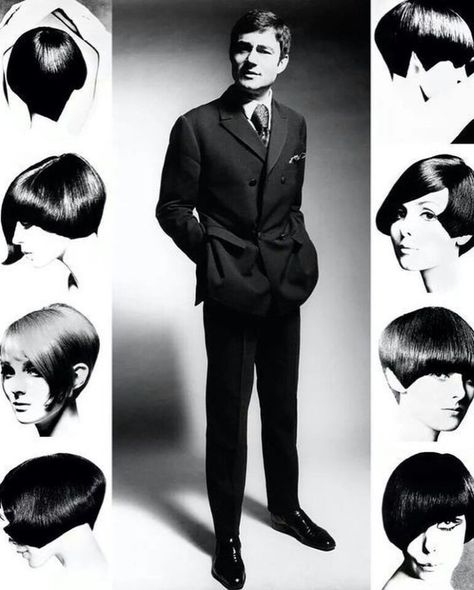 Vidal Sassoon Signature Haircuuts Vidal Sassoon Haircut, Greek Hairstyles, 60s Pictures, Hair History, Best Hair Stylist, 1960s Hair, Beehive Hair, Vidal Sassoon, Swinging London