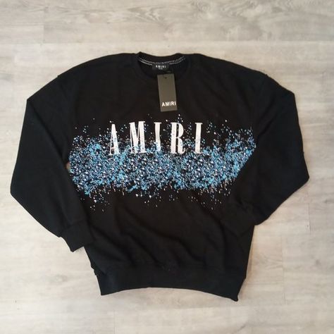 AMIRI Written Printed New Season Sweatshirt Amiri Sweatshirt, Graphic Tshirt Design, Tshirt Design, Cheetah Print, New Season, Black Blue, Graphic Sweatshirt, Graphic Tshirt, Tshirt Designs