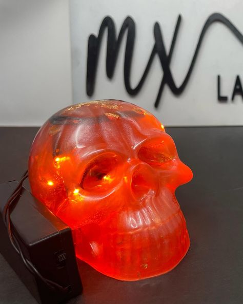 Resin skulls with lights or shells! These are on sale while supplies last! #skulls💀 #skulls #resinskull #skullart #ordernow #dallas #mxlasereddesigns #bullet #resinart Resin Skulls, Skull Art, Resin Art, Dallas, Shells, Lighting, Quick Saves