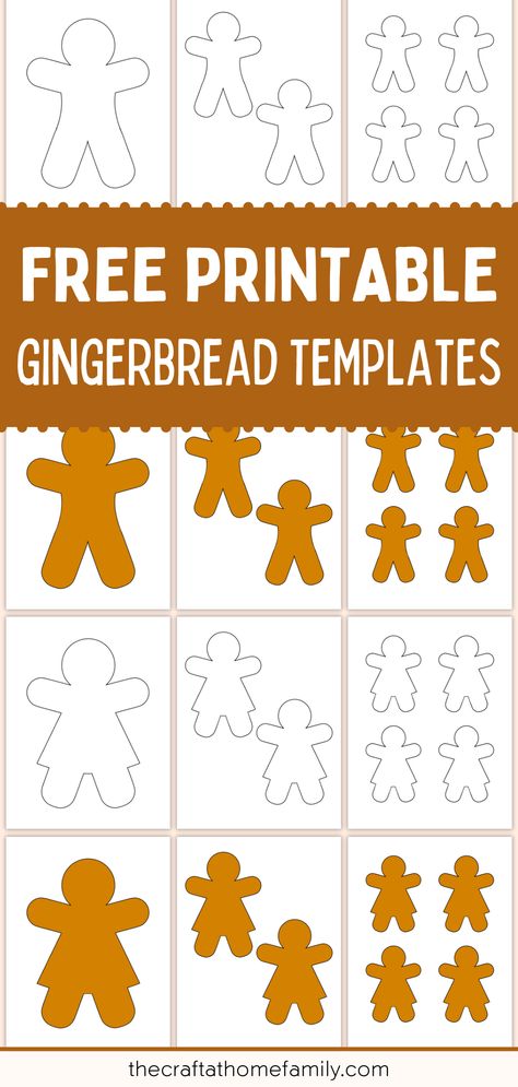 Pictures of 12 gingerbread man and woman templates in different colours and sizes, with the words "Free Printable Gingerbread Templates" Gingerbread Face Svg Free, Gingerbread Man Classroom Decorations, Gingerbread Cookies Template, Gingerbread Templates Free Printable, Gingerbread Boy And Girl Template, Gingerbread Man Pattern Free Printable, Gingerbread Man Outline, Gingerbread Template Free Printable, Gingerbread Man Template Free Printable