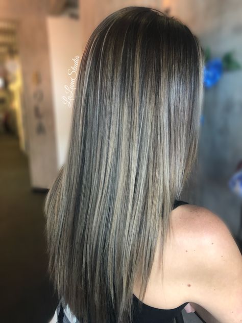 Neutral lived in foiliage color by Taryn @lalunestudio Full Head Foils On Black Hair, Foils On Black Hair, Foils On Dark Hair, Full Head Foils On Dark Hair, Full Head Foils, Lived In Color, Dark Hair, Light In The Dark, Black Hair