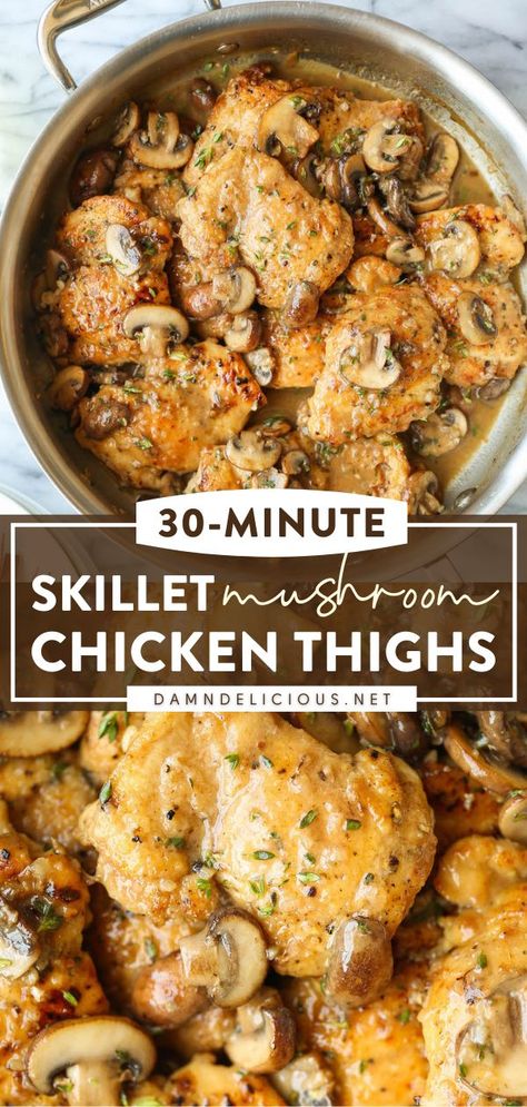 Mushroom Chicken Thighs, Planning 2025, Skillet Chicken Thighs, Chicken Thigh Recipe, Chicken Smothered, Easy Chicken Recipe, Marry Me Chicken, Skillet Recipes, Baked Chicken Thighs