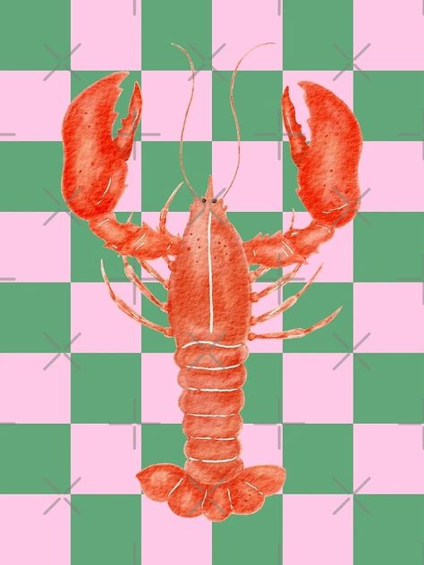 Lobster Print Pattern, Prints For Walls Aesthetic Pink, Lobster Poster, Lobster Wallpaper, Lobster Print, Lobster Aesthetic, Lobster Illustration, Lobster Art, Lobster Design