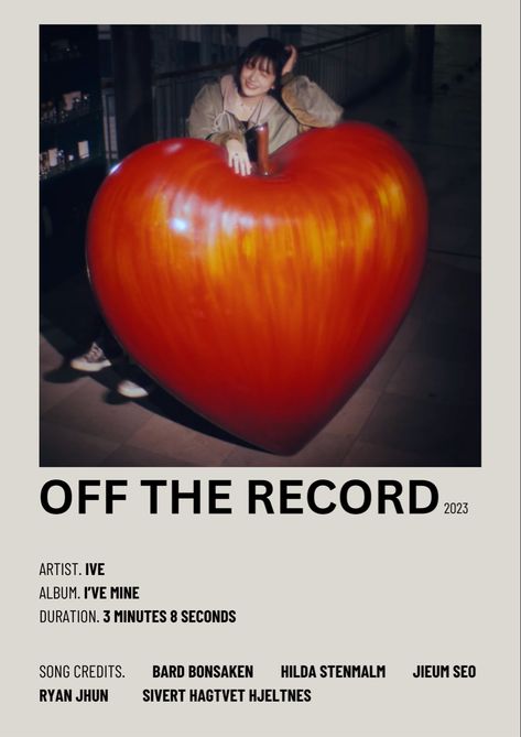 off the record by ive minimalist poster Minimalist Posters, Studio Inspiration, Personal Project, Minimalist Poster, Album Covers, Songs, Quick Saves