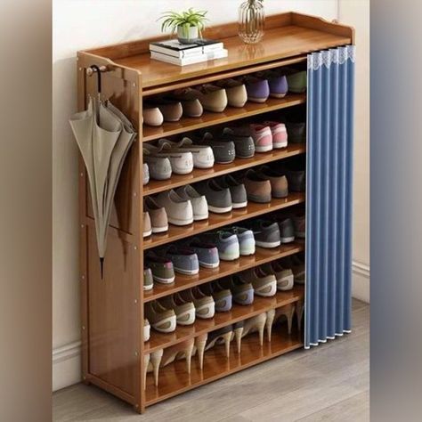 Shoe Rack For Home, Vstupná Hala, Wooden Shoe Rack, Shoe Storage Furniture, Closet Shoe Storage, Desain Pantry, Bathroom Plans, Wooden Shoe Racks, Shoe Rack Closet