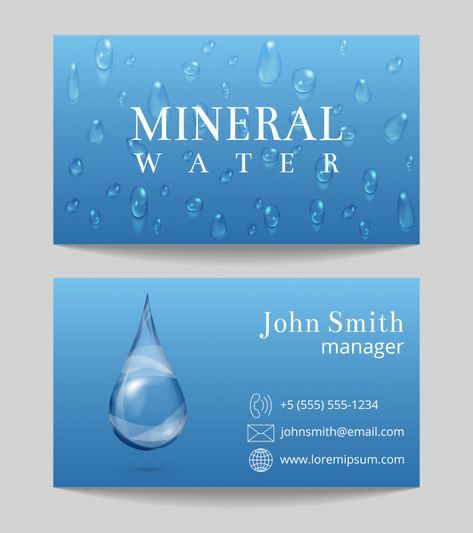 Mineral water delivery business card bot... | Premium Vector #Freepik #vector #logo #business #card #water Water Business Card, Mineral Water Logo, Calling Card Design, R15 Yamaha, Water Bottle Label Design, Brochure Design Layouts, Photo Frame Crafts, Delivery Business, Company Business Cards