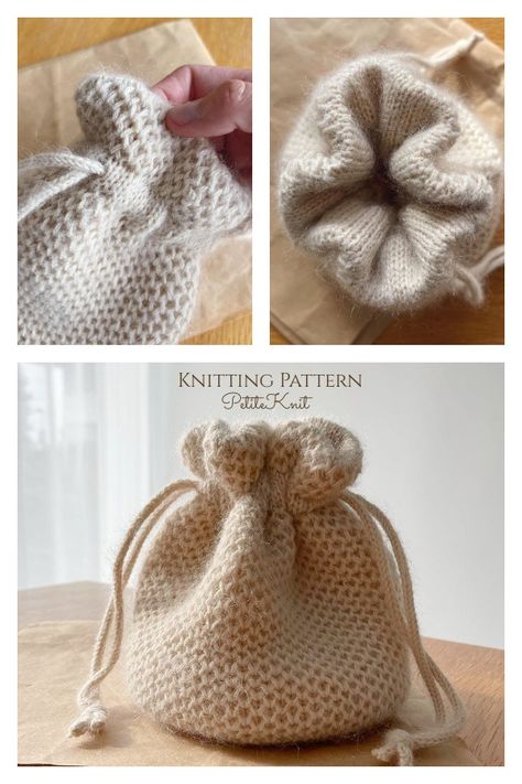 Drawstring Honey Bucket Bag Knitting Pattern Drawstring Bag Knitting Pattern, Books For School, Bucket Bag Pattern, Knitting Bag Pattern, Knit Bag, Brioche Stitch, Bag Knitting, Tote Pattern, Stockinette Stitch