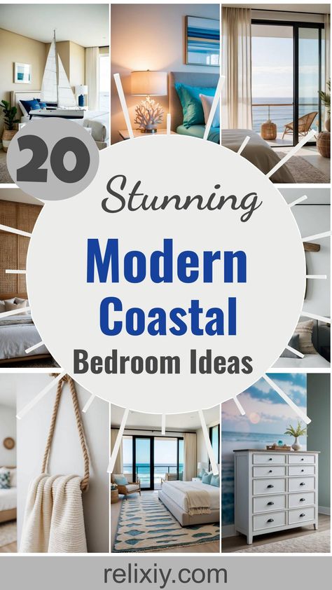 20 Stunning Modern Coastal Bedroom Ideas You’ll Love Beachy Master Bed, Lake Bedroom Ideas, Coastal Farmhouse Bedroom Ideas, Lake House Bedroom Ideas, Modern Coastal Bedroom Ideas, Coastal Guest Bedroom, Coastal Farmhouse Bedroom, Beach Cottage Bedroom, Coastal Bedroom Ideas