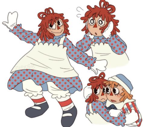 Raggedy Ann Fanart, Raggedy Andy Fanart, Raggedy Ann And Andy A Musical Adventure, Raggedy Ann And Andy Fanart, Raggedy Anne, Different Drawing Styles, Cartoon Characters As Humans, Raggedy Andy, Raggedy Ann Doll