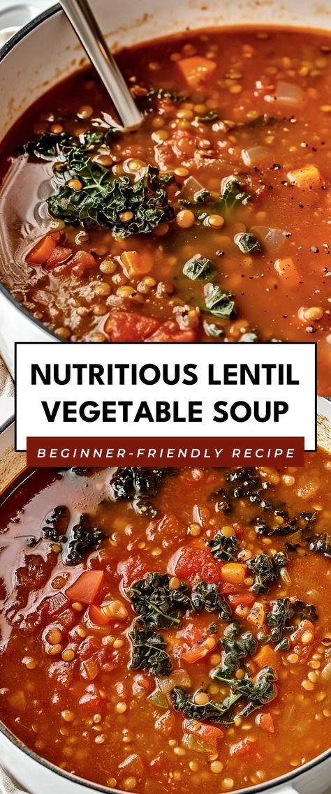 Image for Nutritious Lentil Vegetable Soup Vegetable Lentil Soup, Vegetarian Lentil Soup, Lentil Vegetable Soup, Stews Recipes, Veg Soup, Green Lentils, Lentil Soup, Vegetable Soup, Nutrient Dense