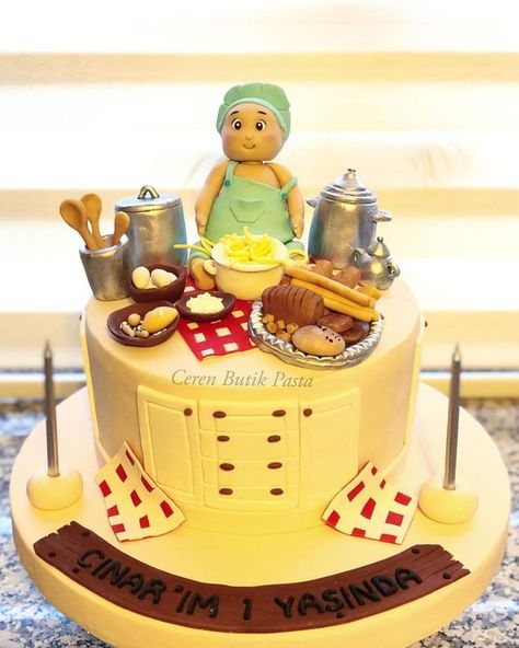 Grandmother Cake Design, Chef Cake Design, Chef Birthday Cake, Grandpa Birthday Cake, 2nd Birthday Cake Boy, Fairy Birthday Cake, Chef Cake, Fab Cakes, 7th Birthday Cakes