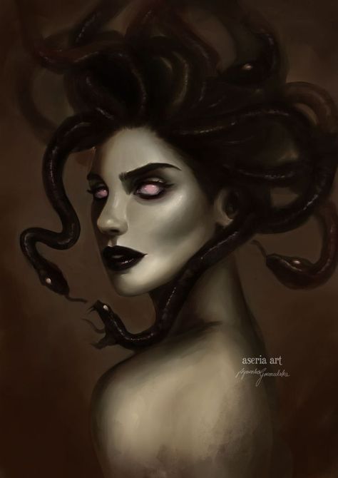 Medusa Side Profile, Medusa Gorgon, Lip Piercings, Medusa Art, Goddess Of The Sea, Medusa Tattoo, Cartoon Profile Pictures, Demon Art, Goddess Art