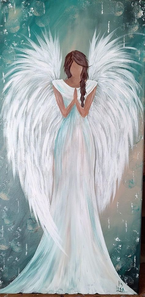 Angel Wings Painting, Watercolor Angel, Angel Wings Art, Christmas Paintings On Canvas, Angel Artwork, Angel Drawing, Christmas Painting, Wings Art, Angel Painting