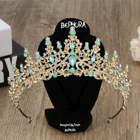 Material:Rhinestone, Crystal 👑Surface length of 14.5 cm and a crown height of 6 cm Black Friday & Christmas, End of the year Final sale 🎁  (Limited Stock!) 🍓PROMO 1: Buy ANY Headpiece get a $22 Nail set For FREE  🍓PROMO 2: Buy total over $99 GET a $50 Crown For FREE  🎊 (Random Surprise Present Pack - Handpicked Mystery Items, Ideal for Gift-Giving, Delightful Surprise with Every Order) 👑Luxury bridal Crown encrusted with crystals, this royal wedding headpiece is perfect for your special da Light Green Tiara, Quince Crown, Surprise Present, Quinceanera Gifts, Quinceanera Tiaras, Quinceanera Crown, Black Friday Christmas, Bridal Shower Gift, Green Opal