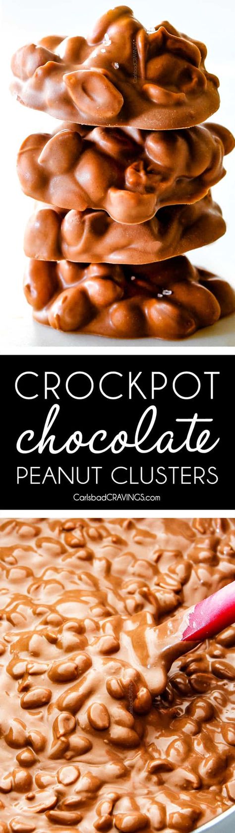 FOOL PROOF Crockpot Chocolate Peanut Clusters are not only crazy delicious but are SO easy!  They make the best make ahead, stress free gifts!  This post also includes tips and tricks to make them successful every time! via @carlsbadcraving Crockpot Chocolate Peanut Clusters, Desserts Crockpot, Crockpot Chocolate, Chocolate Peanut Clusters, Peanut Clusters, Dessert Original, Diy Easy Recipes, Crock Pot Desserts, Fool Proof