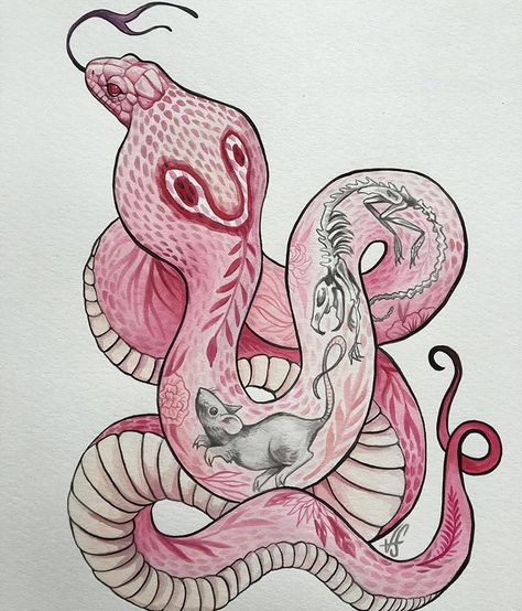 Snake Skeleton, Cobra Tattoo, Cobra Art, Snake Drawing, Snake Tattoo Design, Japanese Drawings, Spooky Tattoos, Sketch Tattoo Design, Snake Art